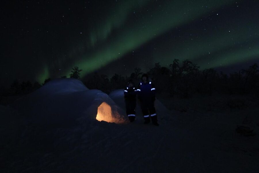 Kiruna: Build your own igloo overnight Tour - Morning breakfast and 40 friendly dogs