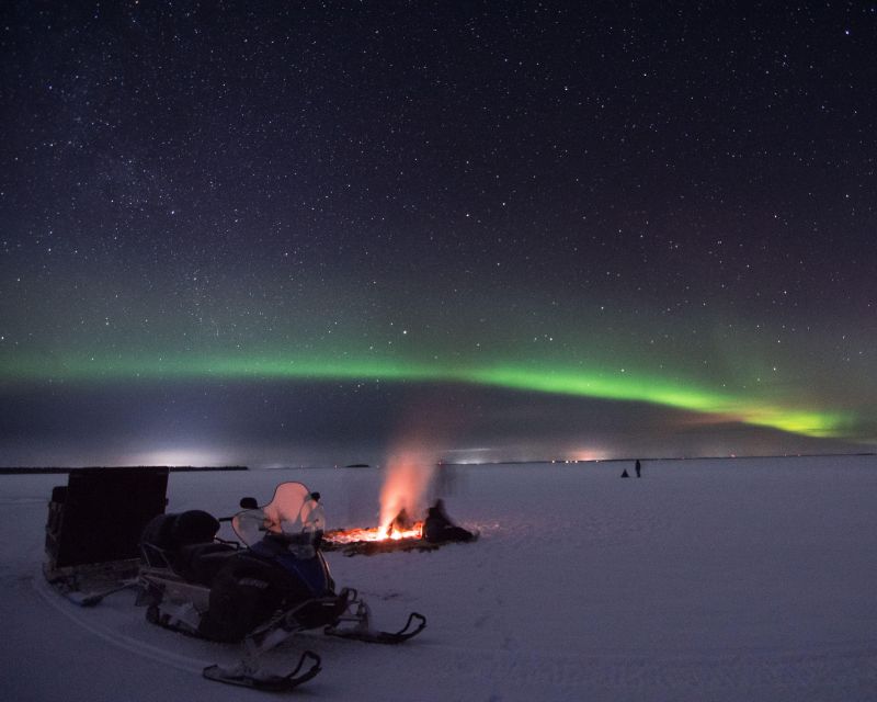 Luleå : Northern Lights Tour on a Snowmobile drawn Sled - Waiting Under the Aurora Sky