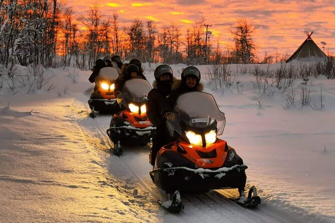 Snowmobile Safari to Lapland viewpoint - Riding from Kiruna toward the Arctic tundra