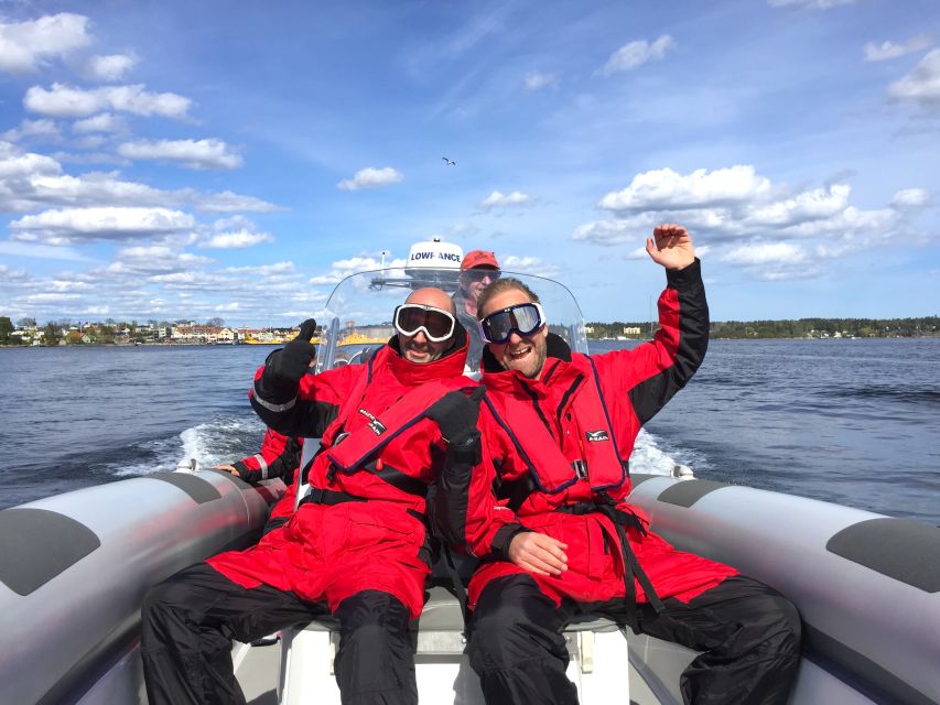 Stockholm Archipelago RIB Speed Boat Tour with Swedish Fika - Slowing near Vaxholm Fortress