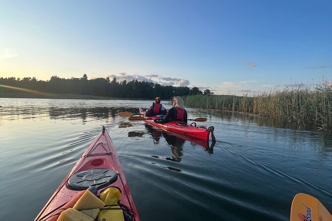 Sunset Kayak Tour in the Stockholm Archipelago + Swedish Fika - Paddling between the archipelago islands